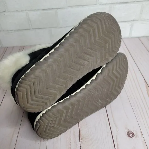 Sorel Cream Faux Fur Black Suede Out N About Winter Boots