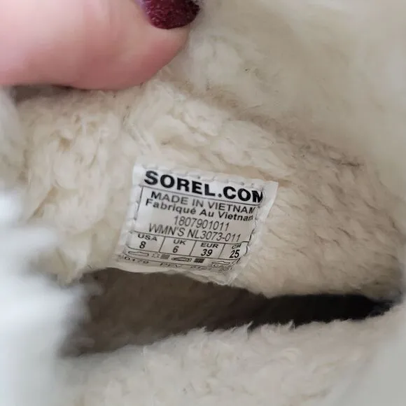 Sorel Cream Faux Fur Black Suede Out N About Winter Boots