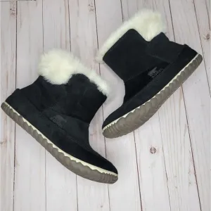 Sorel Cream Faux Fur Black Suede Out N About Winter Boots