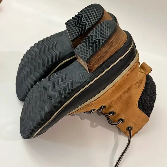 Sorel Duck Boot Size 7.5 Slimpack II Lace Up Brown Leather Gray Wool