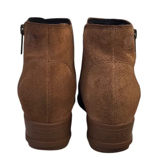 Sorel Evie Waterproof Women Suede Zip Wedge ankle Booties Boots Size 8