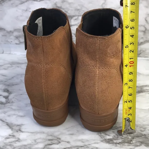 Sorel Evie Waterproof Women Suede Zip Wedge ankle Booties Boots Size 8