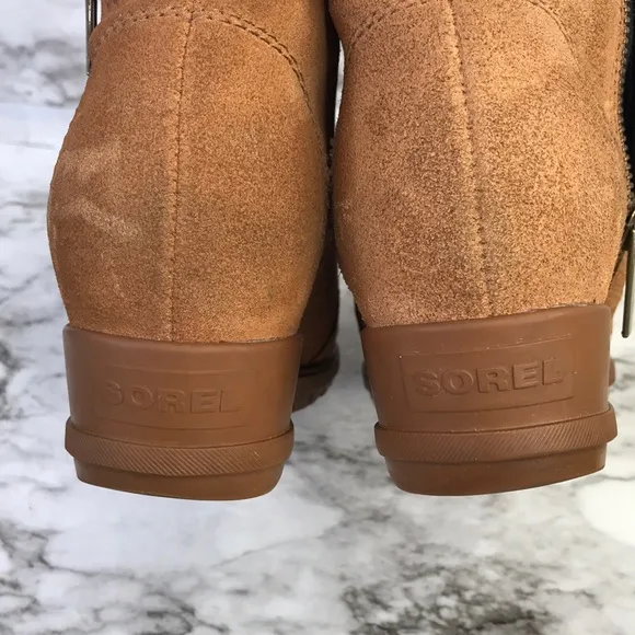 Sorel Evie Waterproof Women Suede Zip Wedge ankle Booties Boots Size 8