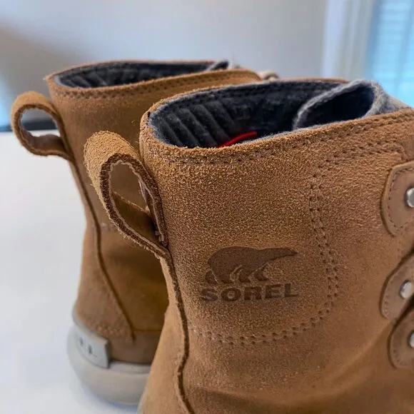 Sorel Explorer II‎ Joan Brown Leather Felt WP Winter Boots Women's Size 7 EU 38