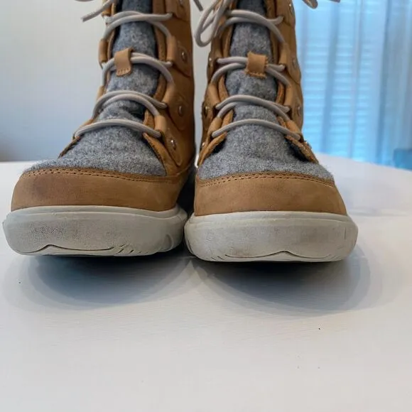 Sorel Explorer II‎ Joan Brown Leather Felt WP Winter Boots Women's Size 7 EU 38