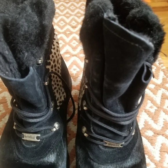 Sorel Faux Fur Animal Print Winter Boots Size 9m