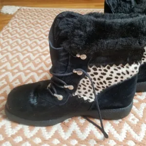 Sorel Faux Fur Animal Print Winter Boots Size 9m