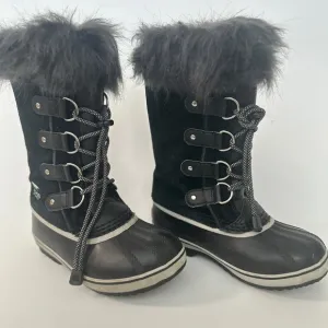 Sorel Girl’s Black Waterproof Winter Boots With Fur Trim 1 (Little girl)