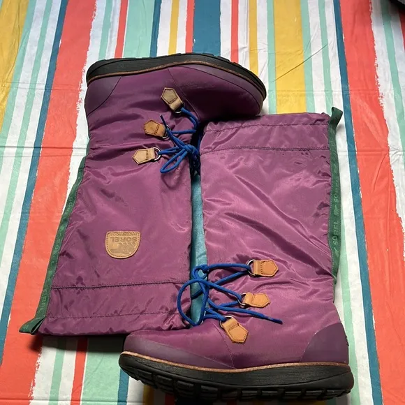Sorel Gloximinia Tall Purple Lace Front Waterproof Insulated Boots - Size 8