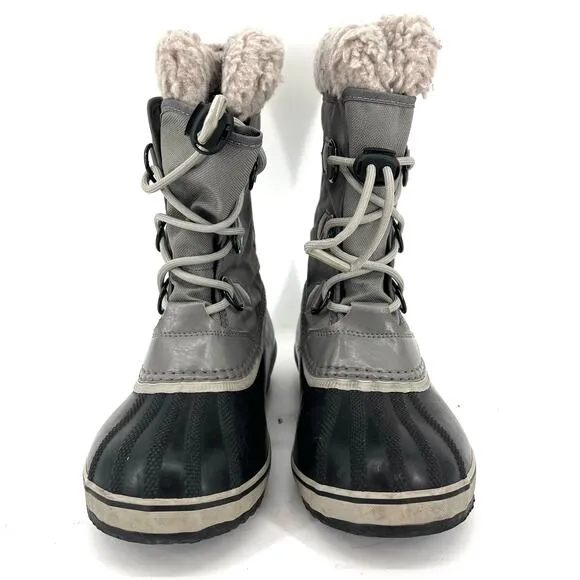 Sorel Gray Canvas Yoot Pac Kids Insulated Waterproof Winter Rain Boot 4