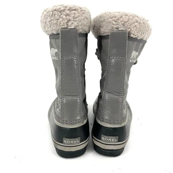 Sorel Gray Canvas Yoot Pac Kids Insulated Waterproof Winter Rain Boot 4