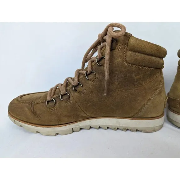 Sorel Harlow Women’s 8.5 Brown Tan Leather Ankle Lace Up Boots Booties Outdoor