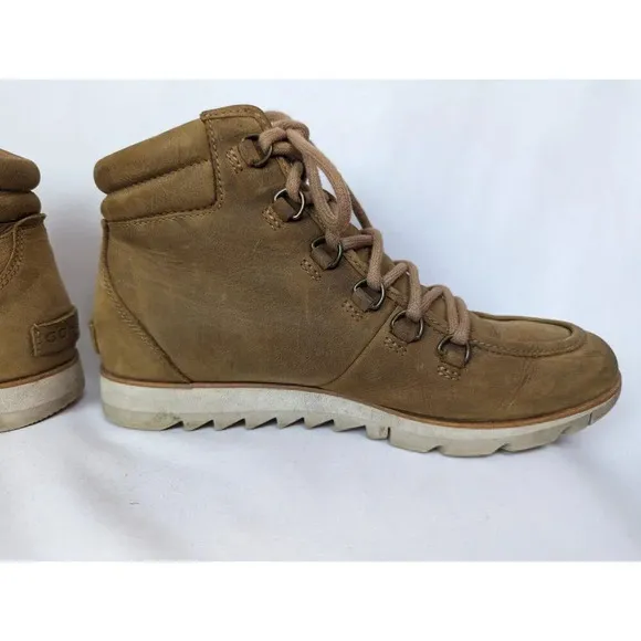 Sorel Harlow Women’s 8.5 Brown Tan Leather Ankle Lace Up Boots Booties Outdoor