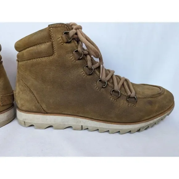 Sorel Harlow Women’s 8.5 Brown Tan Leather Ankle Lace Up Boots Booties Outdoor