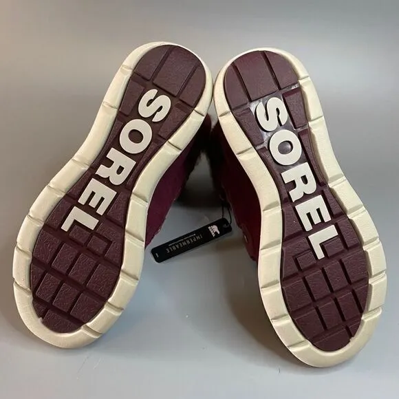Sorel Joan Explorer Winter Boots Rich Wine Maroon Faux Fur 6.5 NEW