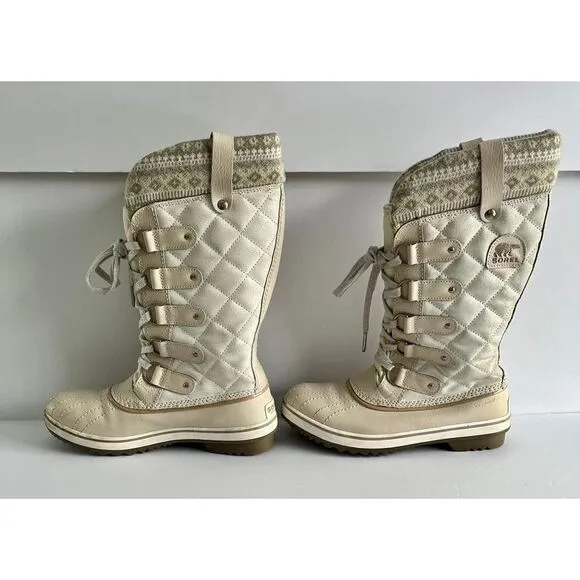 Sorel Joan of Arctic Leather Holiday Edition Boot Cream Silver Women Size 7.5