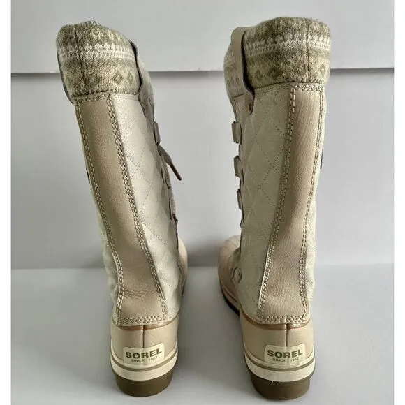 Sorel Joan of Arctic Leather Holiday Edition Boot Cream Silver Women Size 7.5