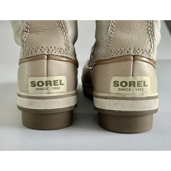 Sorel Joan of Arctic Leather Holiday Edition Boot Cream Silver Women Size 7.5