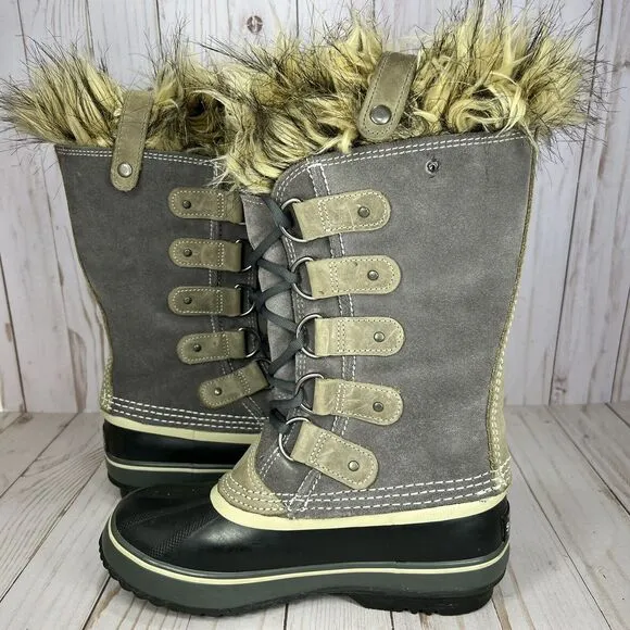 Sorel Joan Of Arctic Snow Boots Womens Size 6 Tall Insulated Waterproof Gray