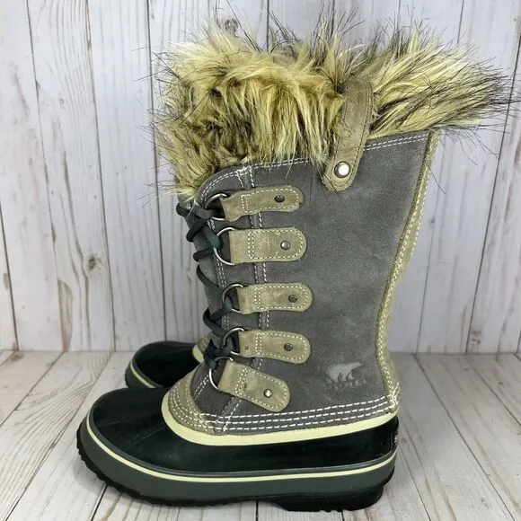 Sorel Joan Of Arctic Snow Boots Womens Size 6 Tall Insulated Waterproof Gray