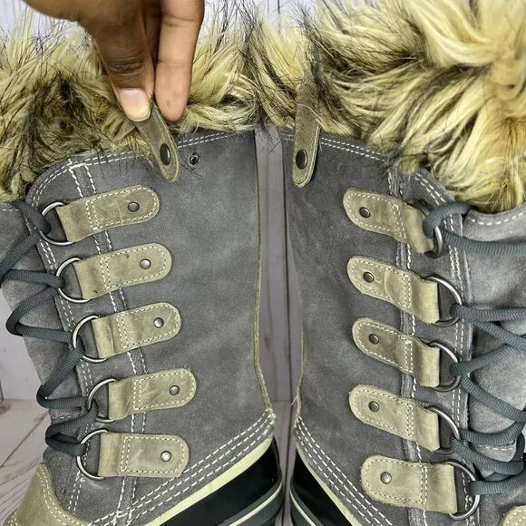 Sorel Joan Of Arctic Snow Boots Womens Size 6 Tall Insulated Waterproof Gray