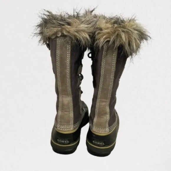 Sorel Joan of Arctic Tall Winter Boots Waterproof Faux Fur Size 8 Brown/Tan
