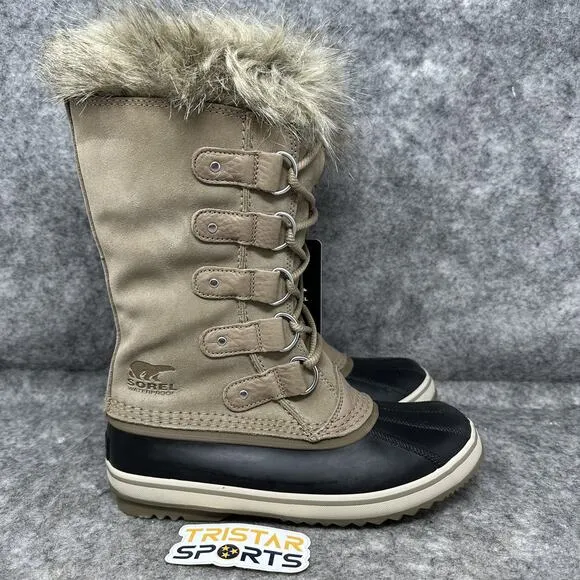 Sorel Joan of Arctic Waterproof Boots Womens Size 7.5 Brown Khaki Insulated