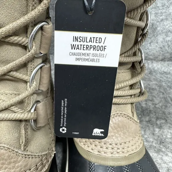 Sorel Joan of Arctic Waterproof Boots Womens Size 7.5 Brown Khaki Insulated