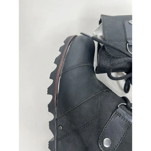 Sorel Joan of Arctic Wedge Black Leather Boots Women’s Size 9