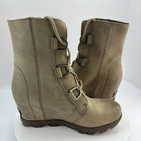 Sorel Joan of Arctic Wedge II Leather Boot Women 9.5 US NL3018-240 Ash Brown