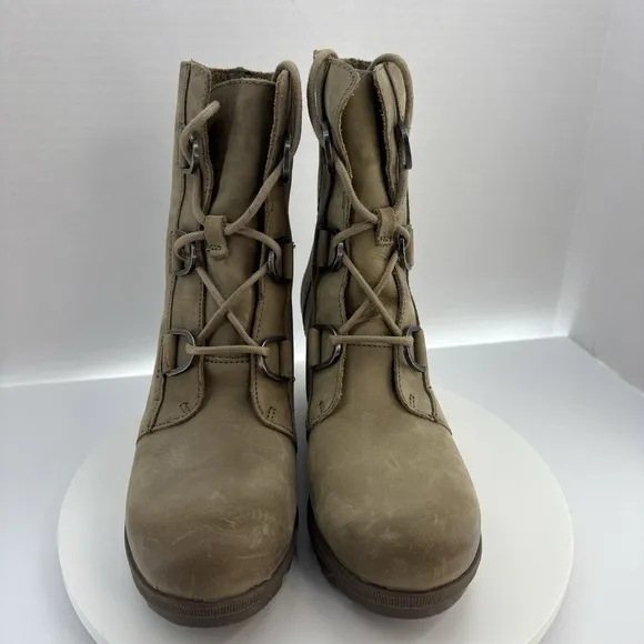 Sorel Joan of Arctic Wedge II Leather Boot Women 9.5 US NL3018-240 Ash Brown