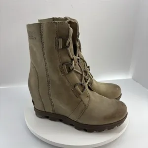 Sorel Joan of Arctic Wedge II Leather Boot Women 9.5 US NL3018-240 Ash Brown