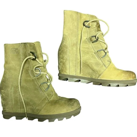 Sorel Joan of Artic boots brown tan leather heeled outdoor women’s size 7.5