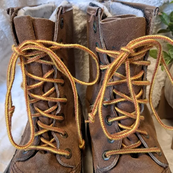 Sorel Kaufman Ice Pac Brown Leather Winter Snow Boots Wool Liner Canada Size 10