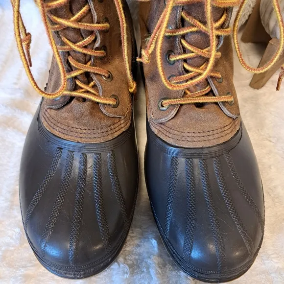 Sorel Kaufman Ice Pac Brown Leather Winter Snow Boots Wool Liner Canada Size 10