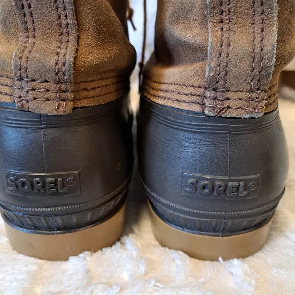 Sorel Kaufman Ice Pac Brown Leather Winter Snow Boots Wool Liner Canada Size 10
