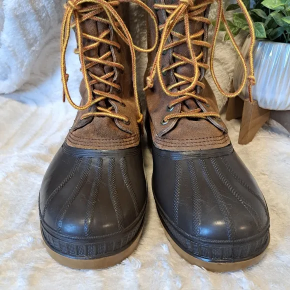 Sorel Kaufman Ice Pac Brown Leather Winter Snow Boots Wool Liner Canada Size 10