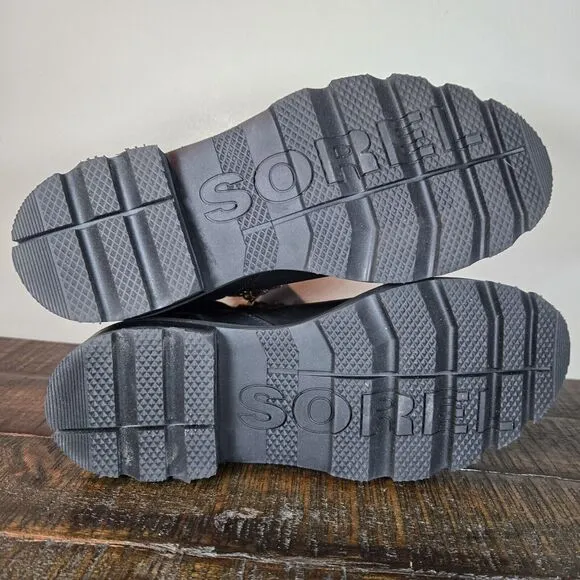 Sorel Lennox Hiker Womens Size 8 Lace Up Waterproof Ankle Boots Black Leather