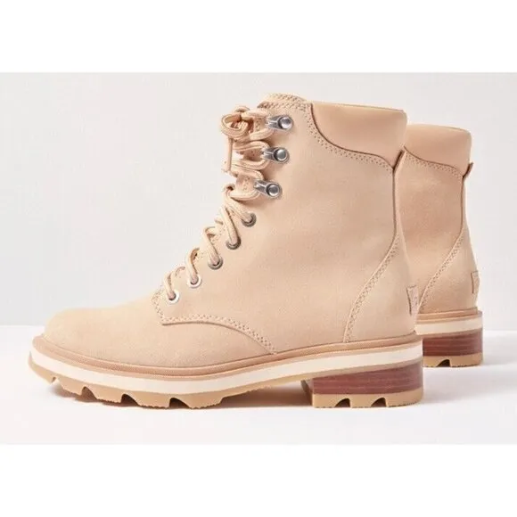 Sorel Lennox Lace Boot Womens 7 Camel Tan Suede‎ Ankle Bootie New