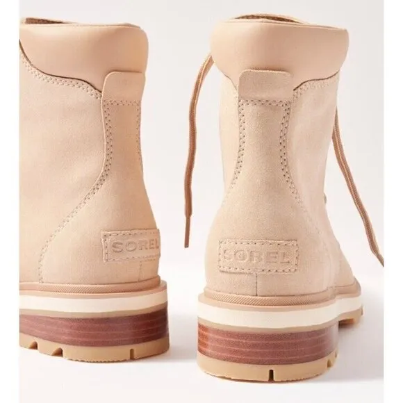 Sorel Lennox Lace Boot Womens 7 Camel Tan Suede‎ Ankle Bootie New