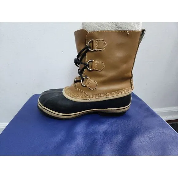 Sorel Men Brown Tan w/Drawstring Laces Waterproof Snow Suede Boots size 6