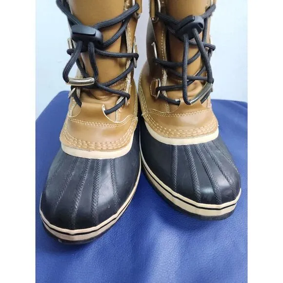 Sorel Men Brown Tan w/Drawstring Laces Waterproof Snow Suede Boots size 6