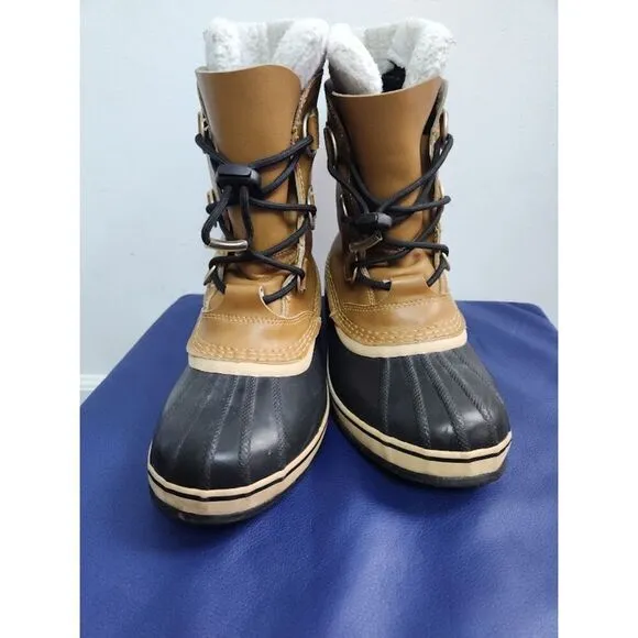 Sorel Men Brown Tan w/Drawstring Laces Waterproof Snow Suede Boots size 6