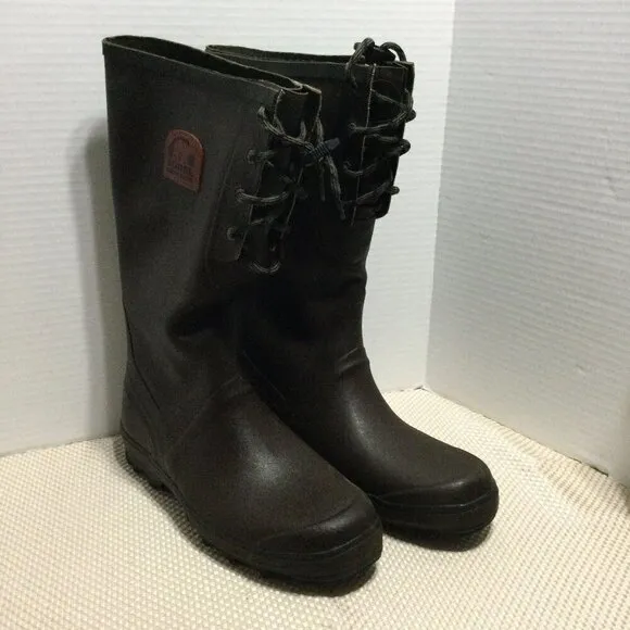 Sorel Mens Brown 100% Synthetic Fiber Lace Up Waterproof Rain Boots Size 11