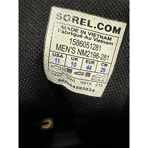 Sorel Mens Size 11 Paxson Tall Waterproof Leather Utility Outdoor Boot Tan Black