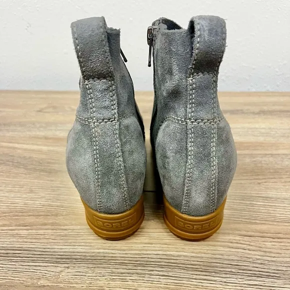 Sorel NEW Evie Waterproof Suede Wedge Booties Gray/Tan - Size 8.5