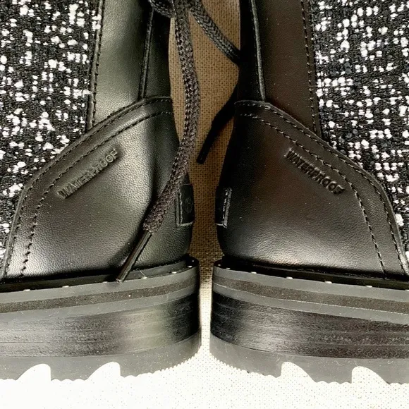 SOREL NEW Waterproof Lace Up Cozy Black Leather Moto Rain Winter Combat Boots