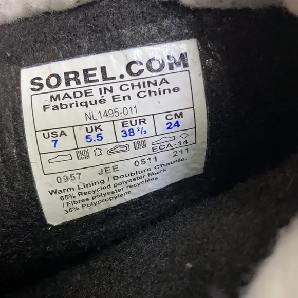 SOREL NL 1495-011 Fur Carnival Boots Black Winter Women Size 7