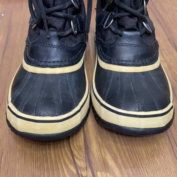 SOREL NL 1495-011 Fur Carnival Boots Black Winter Women Size 7