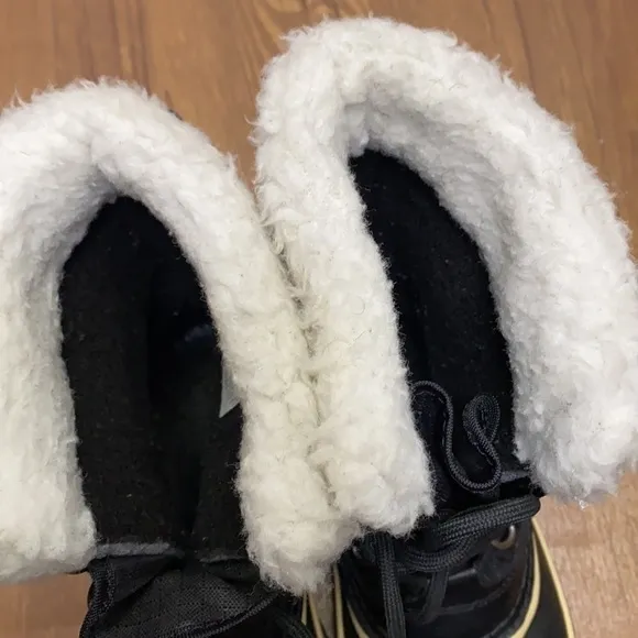 SOREL NL 1495-011 Fur Carnival Boots Black Winter Women Size 7